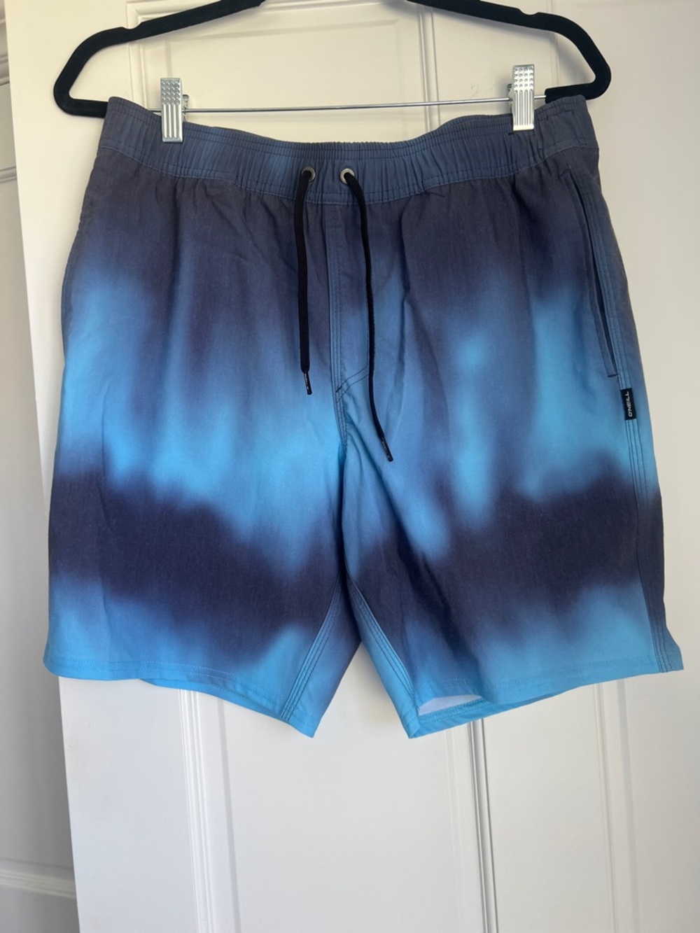 Men's Ombre Blue Swim Board Shorts with Drawstring